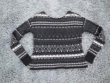 American Eagle Sweater Women Small Gray Knit Blend Stretch Geometric Long Sleeve