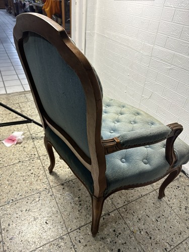 XL Vintage Chippendale Rokoko Sessel Louis XV-Stil, 1960er Fauteuil-Sessel Blau - Bild 12 von 13