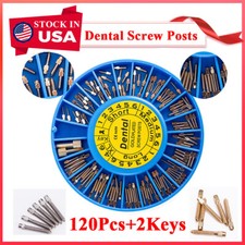 Dental Stainless Steel Conical Screw Posts Kit Assorted 120pc & 2Key Silver/Gold
