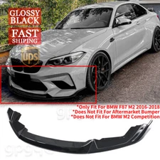 For BMW F87 M2 Base 16-2018 Gloss Black CS Style Front Lip Splitter Spoiler Kit
