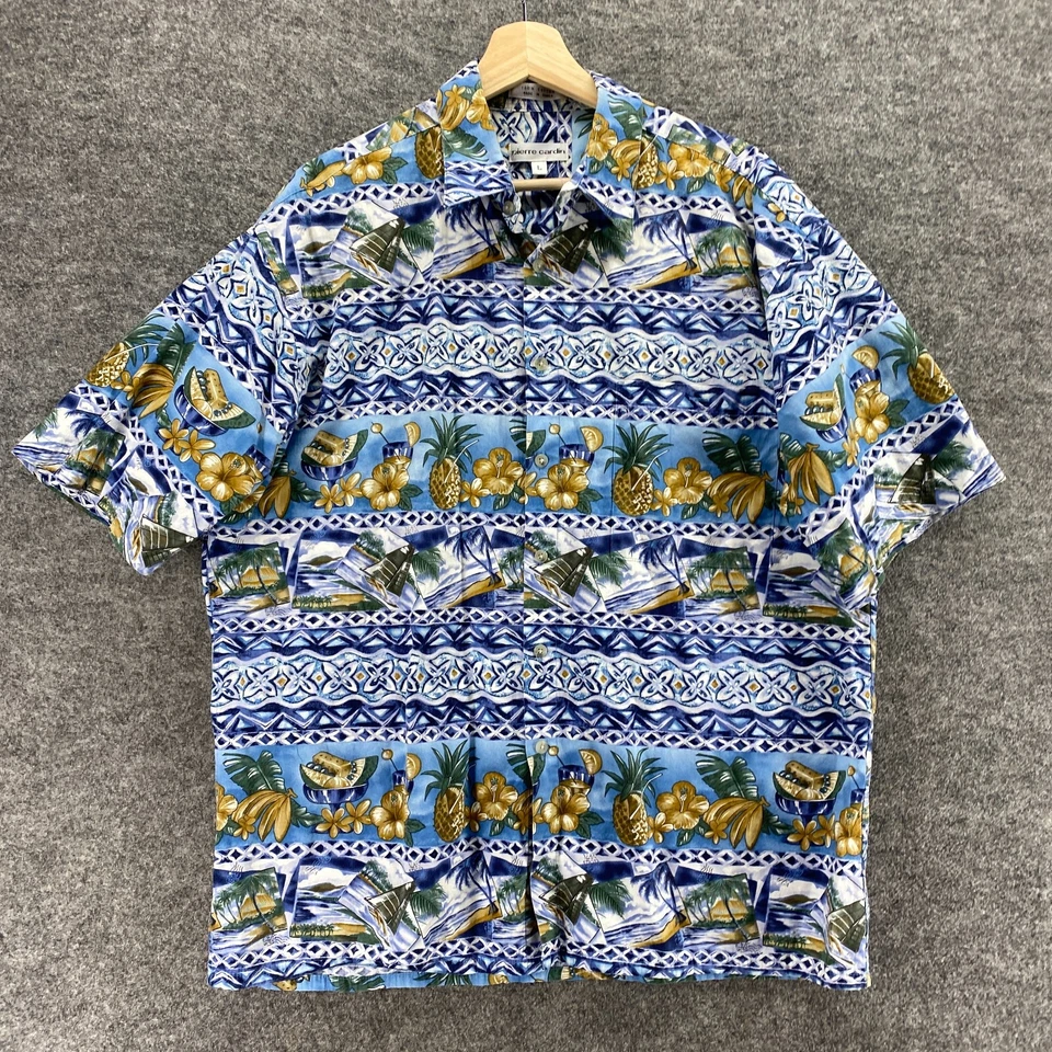 Camisa Pierre Cardin Hombre L Grande Azul Rayas Cuello Abotonado Manga Corta Foto 4 de 4