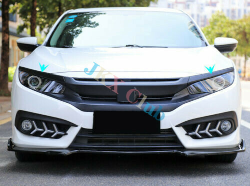 For Honda Civic 2016-2021 x Glossy Black Headlight Eyebrow Moulding Cover Trim - Picture 6 of 6