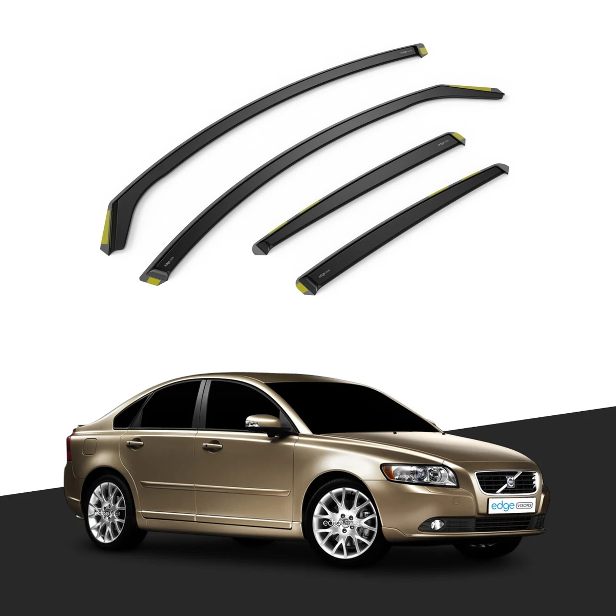 Heko Wind Deflectors For Volvo S40 Saloon/Sedan 2004-2012 – 4 Piece Set Black Tinted (31244)