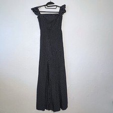 Lulus Dream Love Off-the-Shoulder Maxi Dress  Navy Blue Polka Dot Size  XS