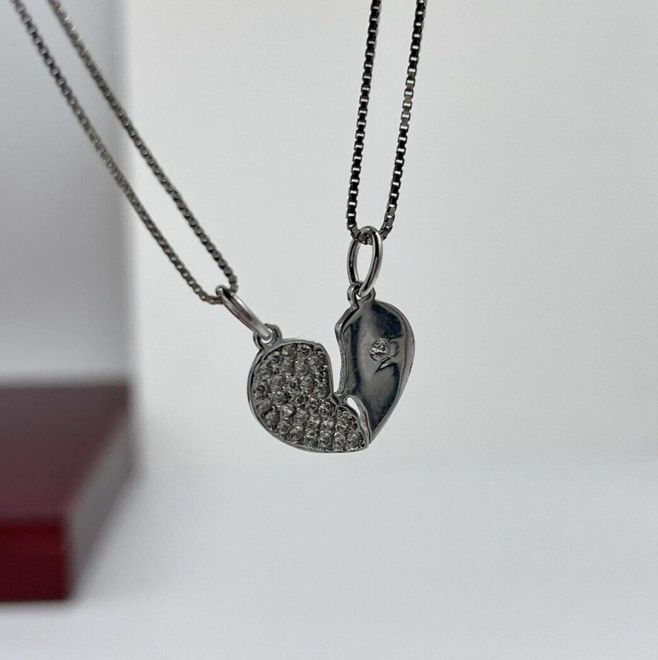 Collar Del Amor Doble Corazón Roto Divisible En Dos Collares Hombre Y Mujer. - Imagen 2 de 4