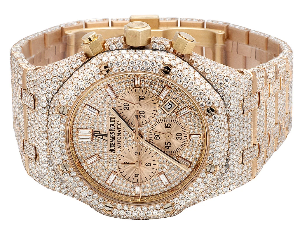 Audemars Piguet Royal Oak 41mm 18k Rose Gold Iced Out 25ct Diamonds Ref  15400.OR - Youarrived