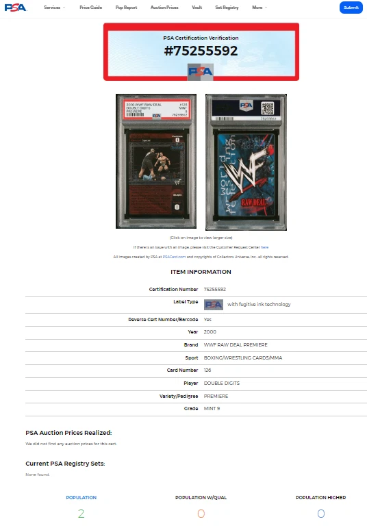 2000 WWF Raw Deal Premiere Double Digits 126 Steve Austin / The Rock PSA 9 POP 2 - Image 3 of 4