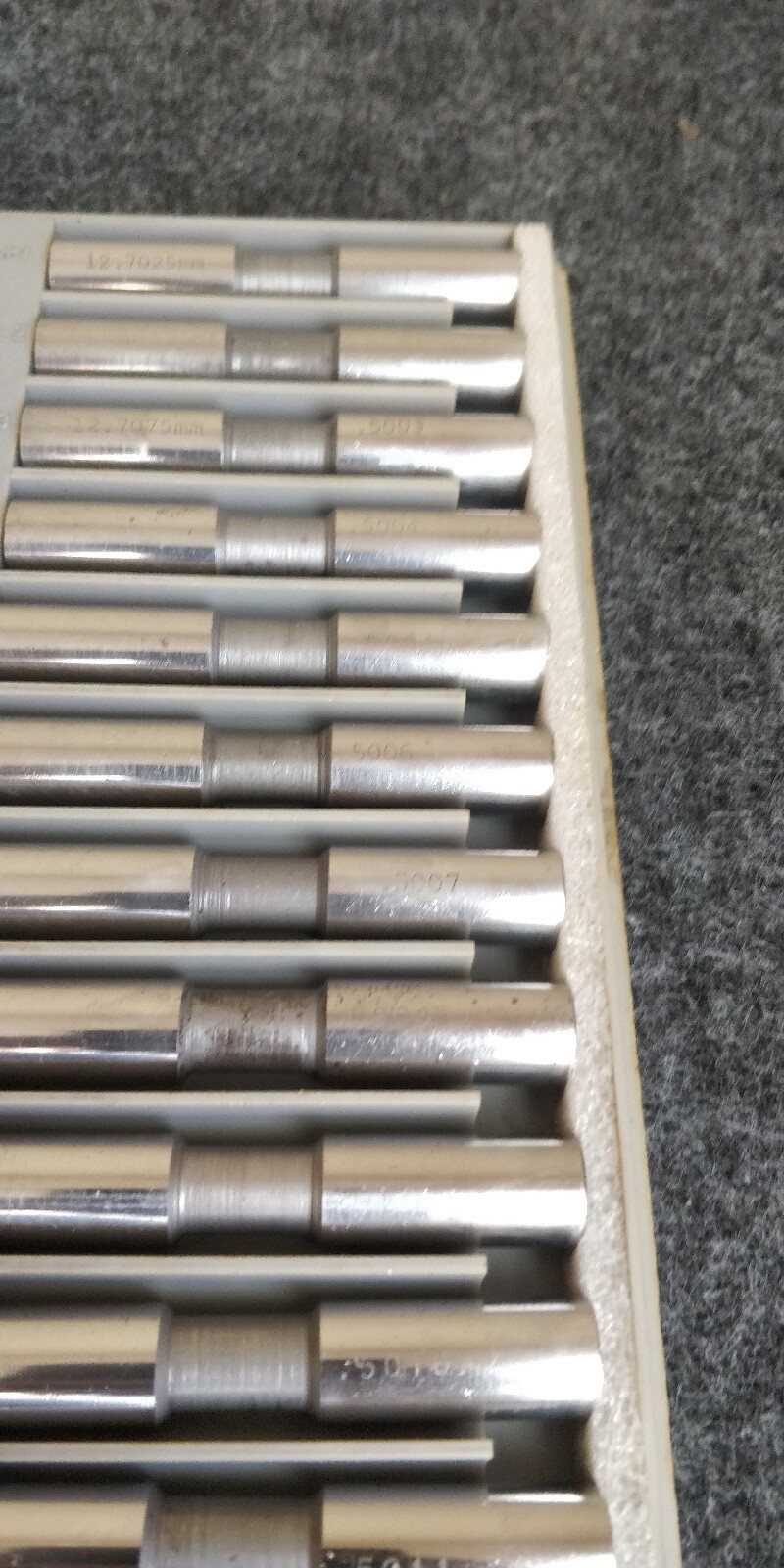 Deltronic .5000” 1/2" Gage Pin Set Comple Set +.0012 -.0012