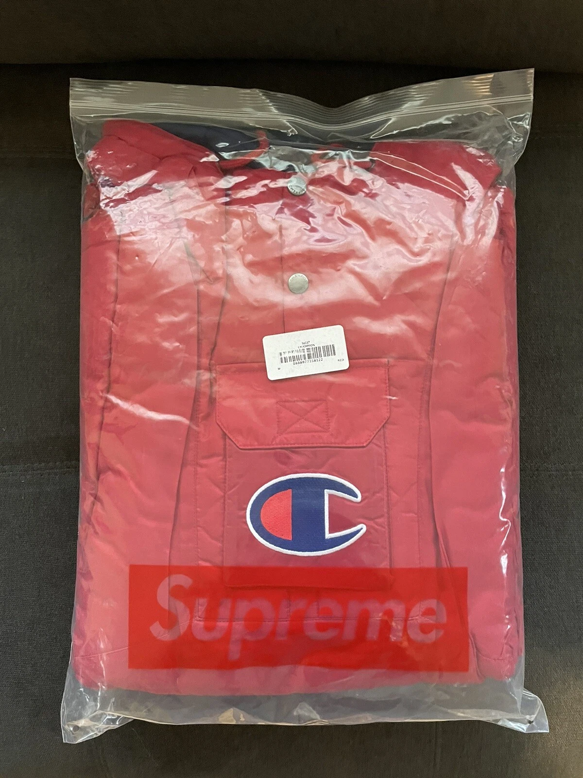 Pull Supreme x Champion parka (taille moyenne) rouge flambant neuf SS18