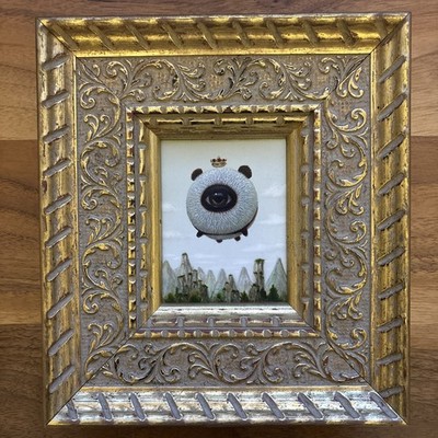 Naoto Hattori - Balloon Eye Panda - Original 3x4 Acrylic Painting Framed