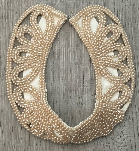 VTG Hand Made Beaded Collar Champagne Top Hit Fashion JAPAN Baar & Beards - Picture 1 of 8