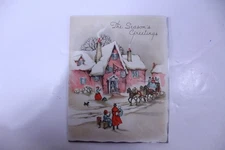  Satin Finish The Season's Greetings Christmas Greeting Card Unused  Vintage