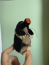 Vintage 1960s Steiff Maxi Mole Mohair Plush Red Felt Nose Claws Whiskers