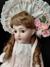 17" Revalo 150 Bisque Head Doll, Gorgeous Pink Eyelet Dress& Bonnet