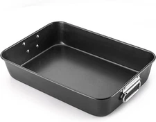 HONGBAKE Nonstick Lasagna Pan 3 Inch Deep, 9x13 Baking Pan, 13X10X3, Gray 
