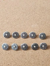 Silver  Unique Design Shank Back 1/2" Round Buttons-Set of 10 METAL 