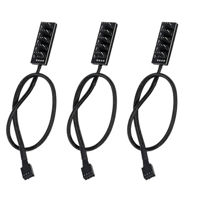 3pcs 4 Pin PWM Fan Hub, PC CPU Cooling 4 PIN/3PIN Power Fan Extension Cable Hub,