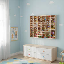 60 Grids Hot Wheels Diecast Wooden Display Storage Cabinet 1/64 Car Matchbox