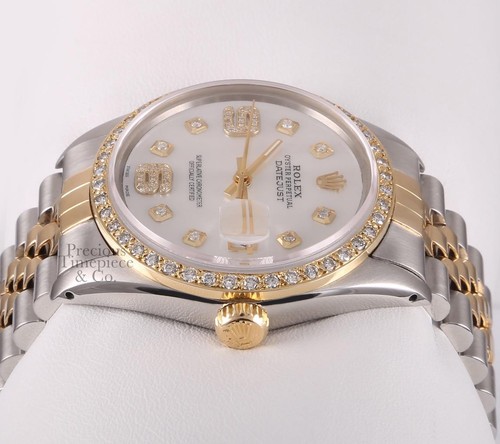 Rolex Datejust 36mm 18k Two-Tone Diamond Bezel White MOP Diamond 6&9 Dial - Picture 5 of 8