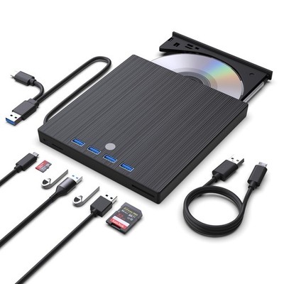 JKNJX External CD DVD Drive,9 in 1 USB 3.0 and Type-C Burner Player Blue