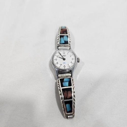 Vintage Timex Women’s Quartz Watch Southwestern Turquoise Stretch Band Working