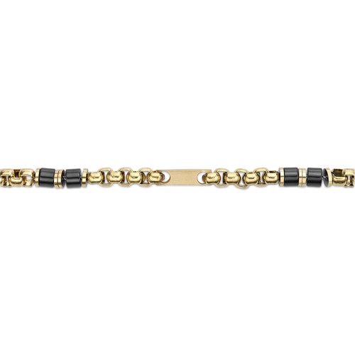 Ceramic andGold Ion Plated Stainless Steel Round Box Chain Bracelet - 8.5 Inch - Picture 2 of 4