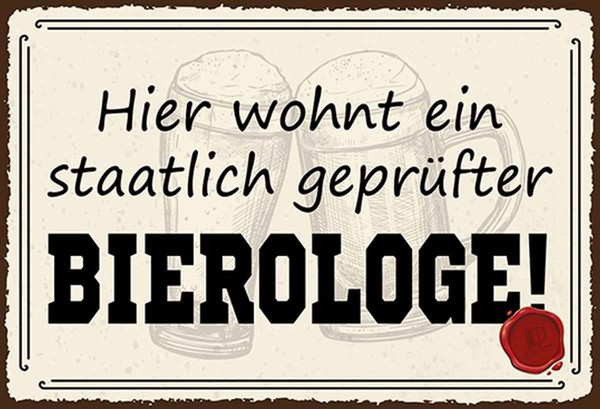 Holzschild 20X30 Cm Bier Hier Wohnt Bierologe Deko Geschenk Holz Schild-image