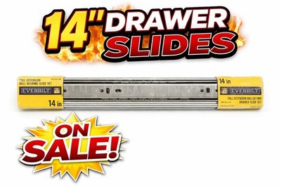 EverBuilt 14  Full Extension Ball Bearing Drawer Slides   Smooth Close   Pair