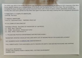OEM Lego 8093 STAR WARS: Plo Koon&rsquo;s Jedi SF 97.6%-COMPLETE + 1CMF +1PMF *READ*