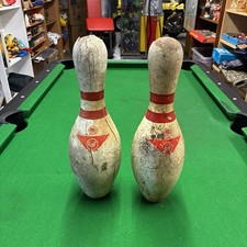 Vintage American Bowling Pins Two Sold As A Pair 15” Tall A M F Bowling Pins