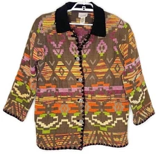CEDAR CANYON Chore Barn Coat Women's S Colorful Blanket Tapestry Aztec Western
