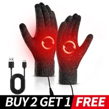 Heated Gloves Electric USB Rechargeable Hand Warm Windproof Thermal Winter