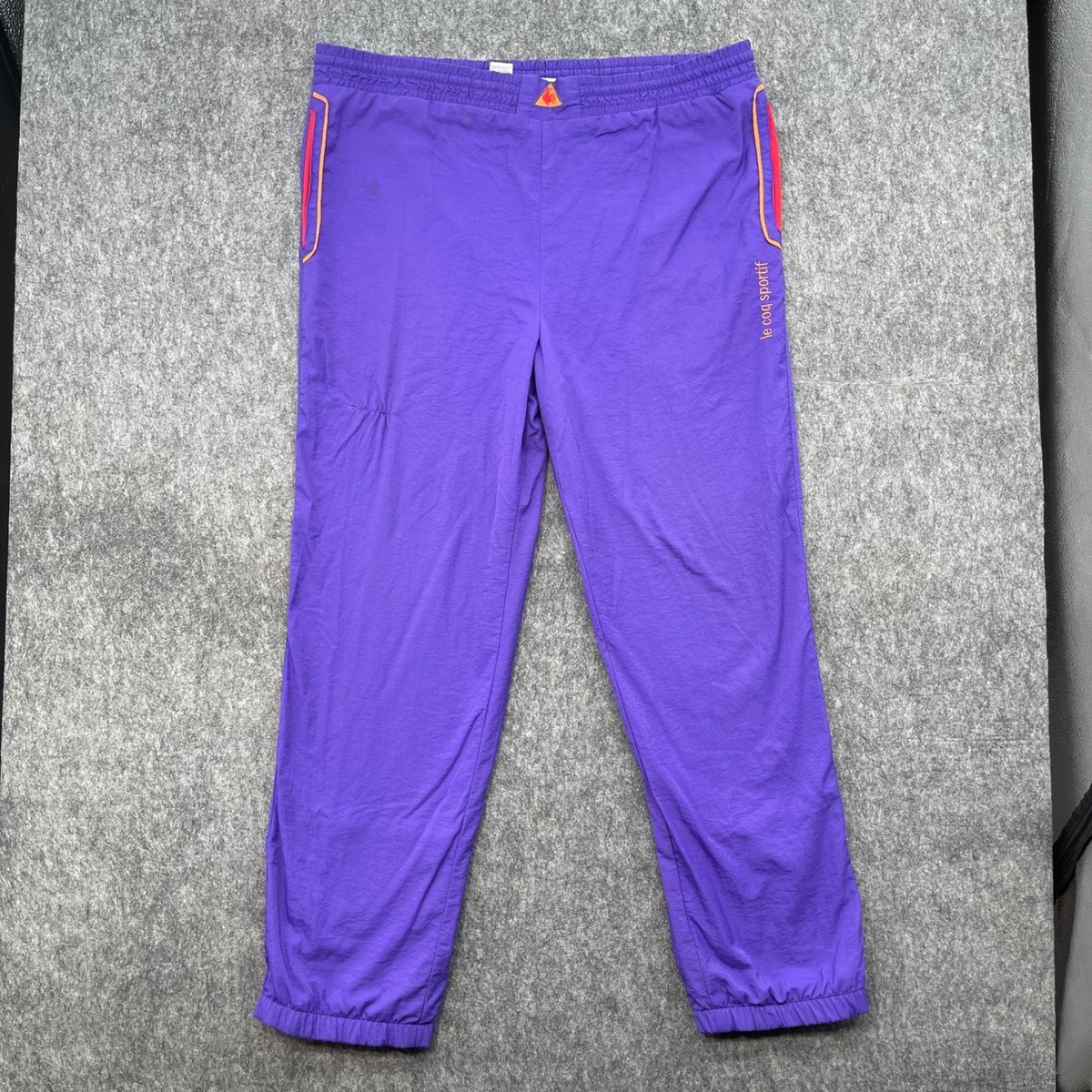 Vintage Le Coq Sportif Track Suit Purple Mens Medium Elastic Waist 