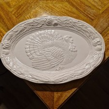 Extra Large Oval Turkey Serving Platter White Ceramic by A Santos Portugal VGC