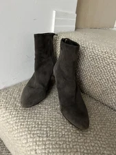 Jimmy Choo Gray Suede Ankle Boots Wedge Heel  Size 37