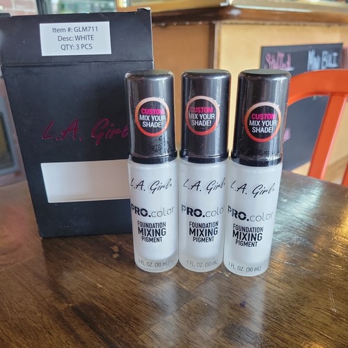 lot of 3 L.A. Girl Pro Color Foundation Mixing Pigment - 1 fl oz White sealed C