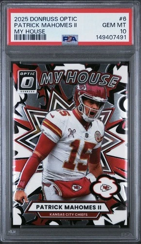 2025 PANINI DONRUSS OPTIC PATRICK MAHOMES II MY HOUSE #6 SP PSA 10 POP 1 🐐🐐🐐