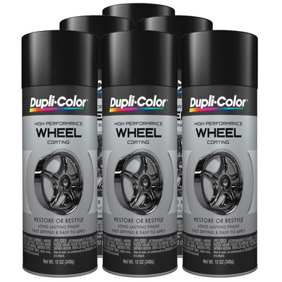 Duplicolor HWP108 (6-Pack) Hi-Performance Wheel Paint, Gloss Black, 12oz Aerosol