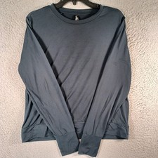 Lukka Lux Womens Navy Blue Long-Sleeve Top Size Medium Stretch Comfortable Soft