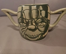 Disney Store Star Wars 3D Ceramic Sculpted Yoda Mug Cup Double Handle Ears 20 Oz