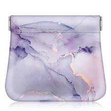 Squeeze Coin Purse, PU Leather Coin Pouch Change Holder for Woman Lilac Marble 