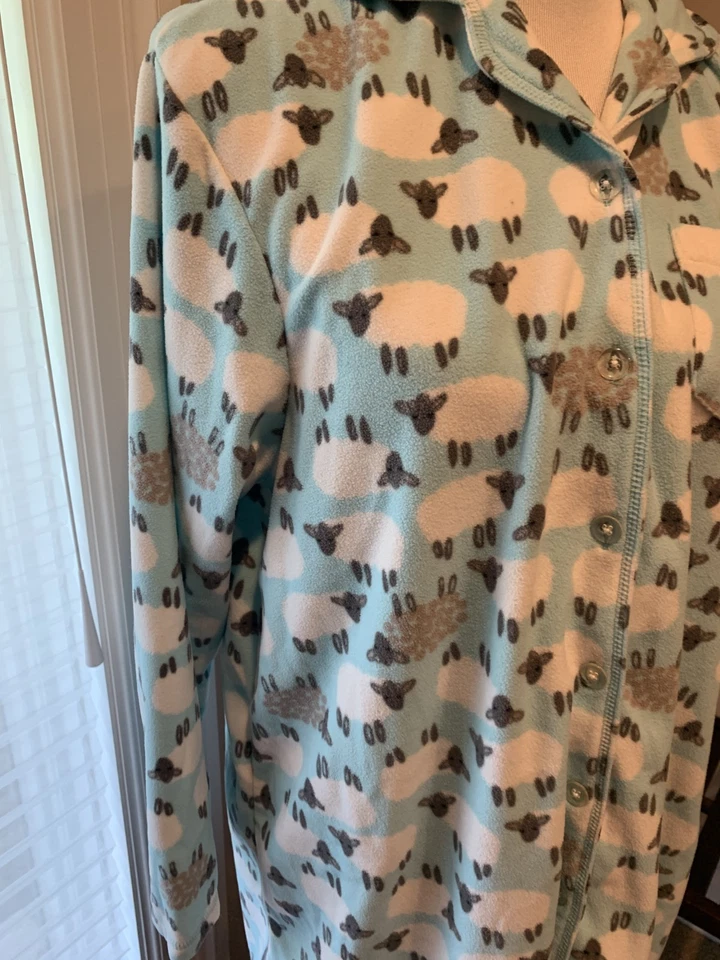Hue nightgown sleepshirt xl sheep lambs fleece gown xl soft warm cozy - Image 3 of 4