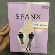 SPANX Butt Boosting Pantyhose Size C Nude Zoned Control Reinforced Toe Bootyfull