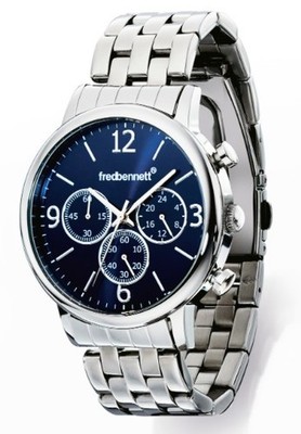 Fred Bennett Uhr dunkelblau polierter Edelstahl Herren Herren SSP 95,00 £