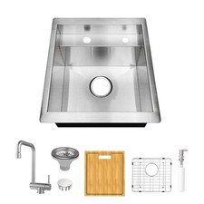 Glacier Bay 17 in. Undermount 18G Stainless Steel Single Bowl Bar Sink Faucet