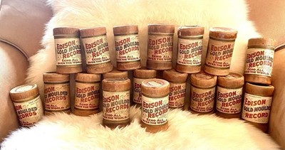 Lot of 28 EDISON/Columbia Cylinder Gold Moulded Records, See Recording List