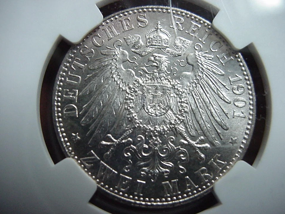 1901 A PRUSSIA BICENTENNIAL GERMANY GERMAN STATES SILVER 2 MARK MS 64+ BLAZER - Image 3 of 4