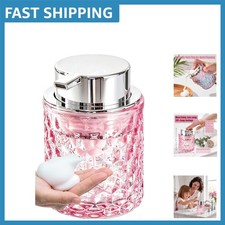 Stylish Refillable Glass Soap Dispenser - 10oz Diamond-Pattern Pump for Home