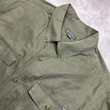 Eddie Bauer Ripstop Shirt Mens XXL Green Military Fishing Button Down Outdoors