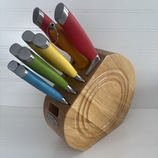 Vintage Fiesta Fiestaware 9 Piece Knife Set W/Storage - Missing Scissors